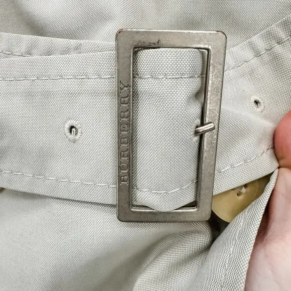 Burberry Trench Chelsea Kensington Short Belt Jacket Coat Grey Rain White 14R LW - Picture 13 of 16